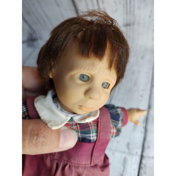 Palm Pals Bean Bag Kids Doll Boy Red Green Plaid, Sad Face Nose Running Read - Picture 8 of 11